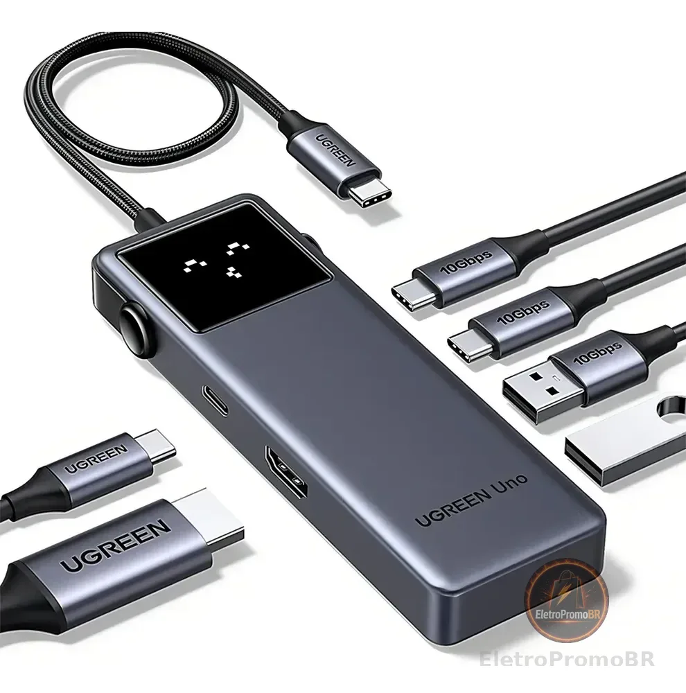 Hub Uno 6 Em 1 Ugreen 3x Tipo-c 2x Usb Hdmi 10gbps 4k@60hz