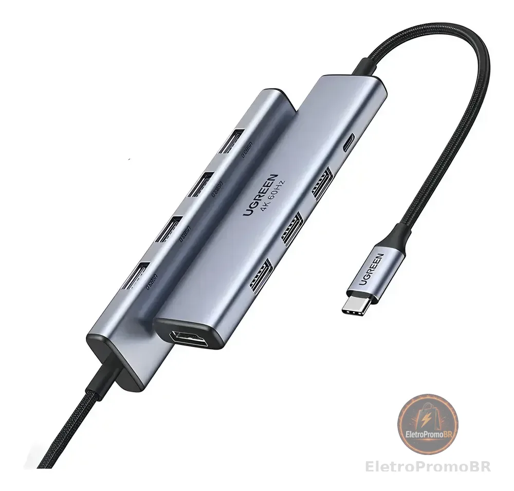 Ugreen Hub Adaptador5in1 P/usb C Hdmi 60hz+100w Alimentação