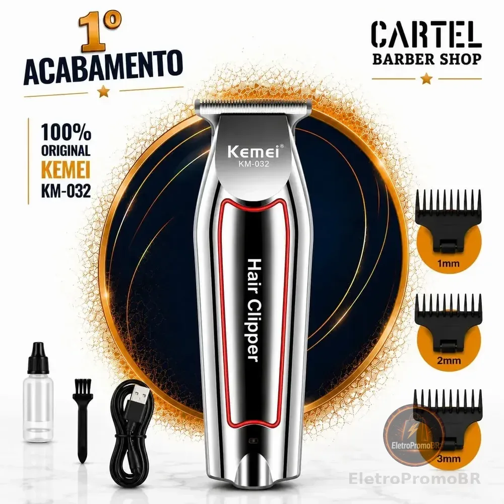 Maquina Acabamento Degrade Pezinho Cortar Cabelo Barba E Pelos Corpo Kemei 032