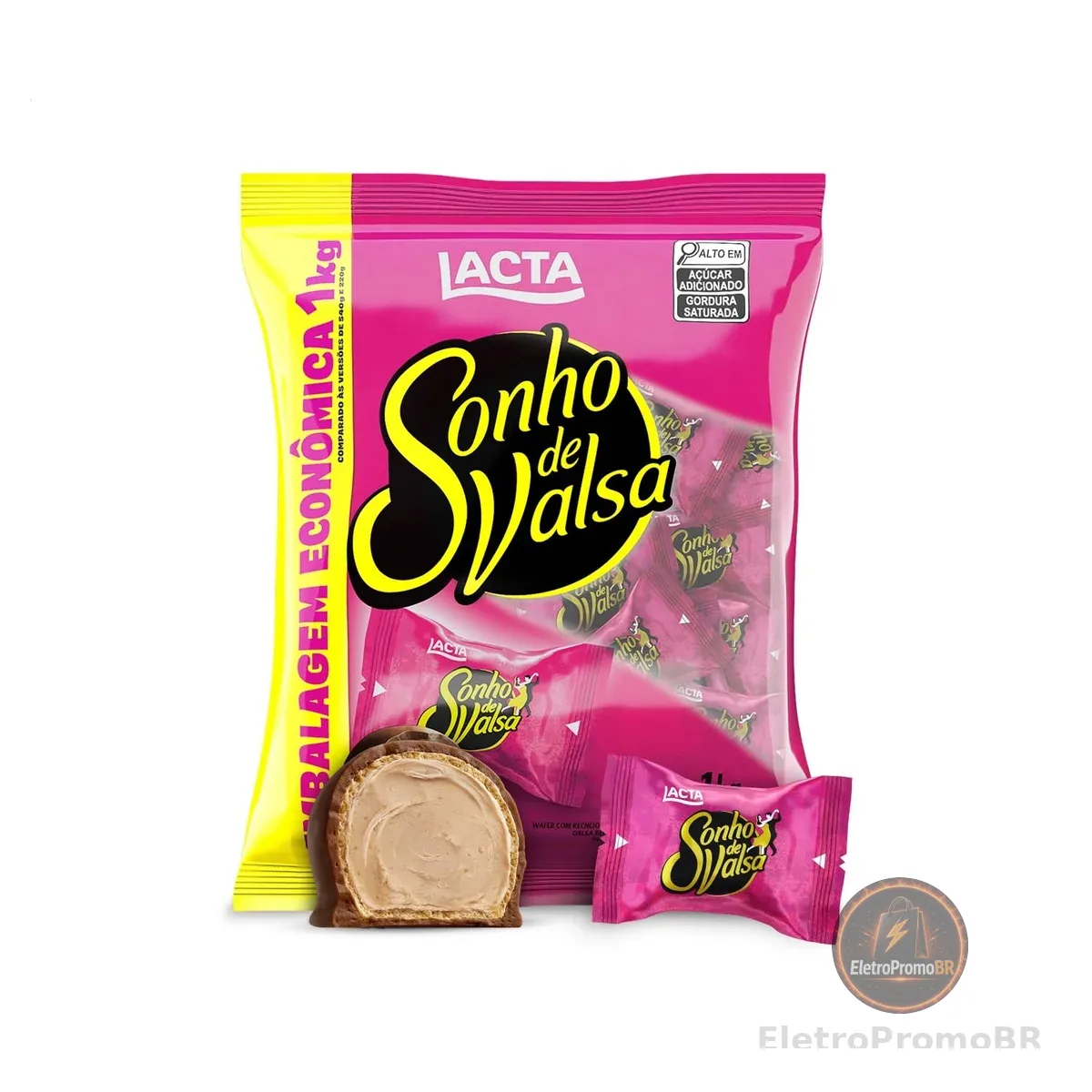 Lacta Sonho de Valsa - Wafer Recheado Sabor Chocolate Pacote 1kg