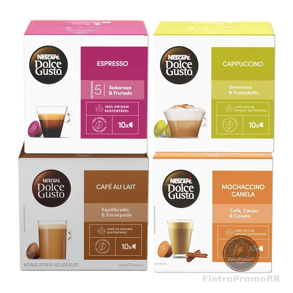 Kit Dolce Gusto Queridinhos - 40 cápsulas - Espresso, Canela, Au Lait e Cappuccino