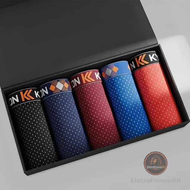 Kit 5 Cuecas Box Boxer Dry Fit Masculina Microfibra Premium