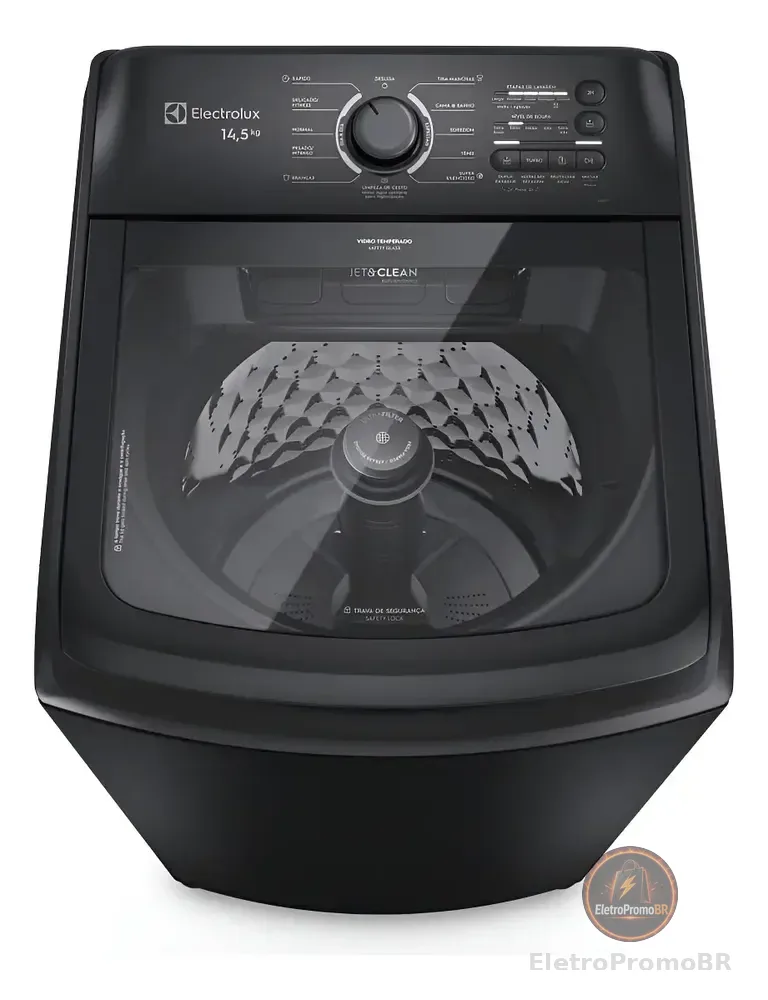 Máquina De Lavar Electrolux 14,5kg Cesto Inox Lep15 127v Preto