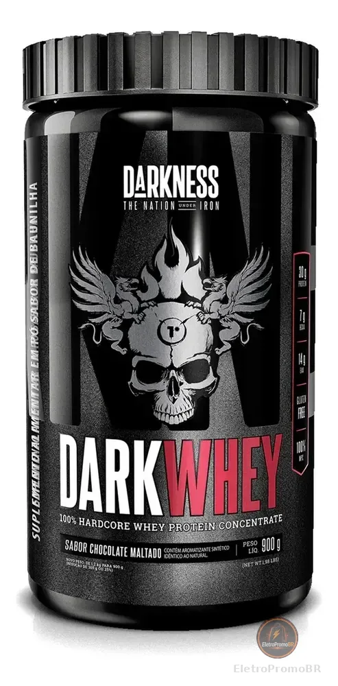 Whey Protein Concentrado Dark Whey 100% Chocolate Maltado 900g Darkness