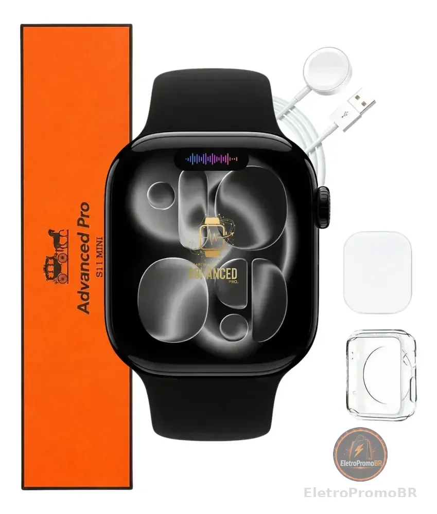 Relógio Microwear Smartwatch S11 Mini Series 11 42mm Whatsapp Gps Nfc 2026 Preto SMARTWATCH ADVANCED PRO