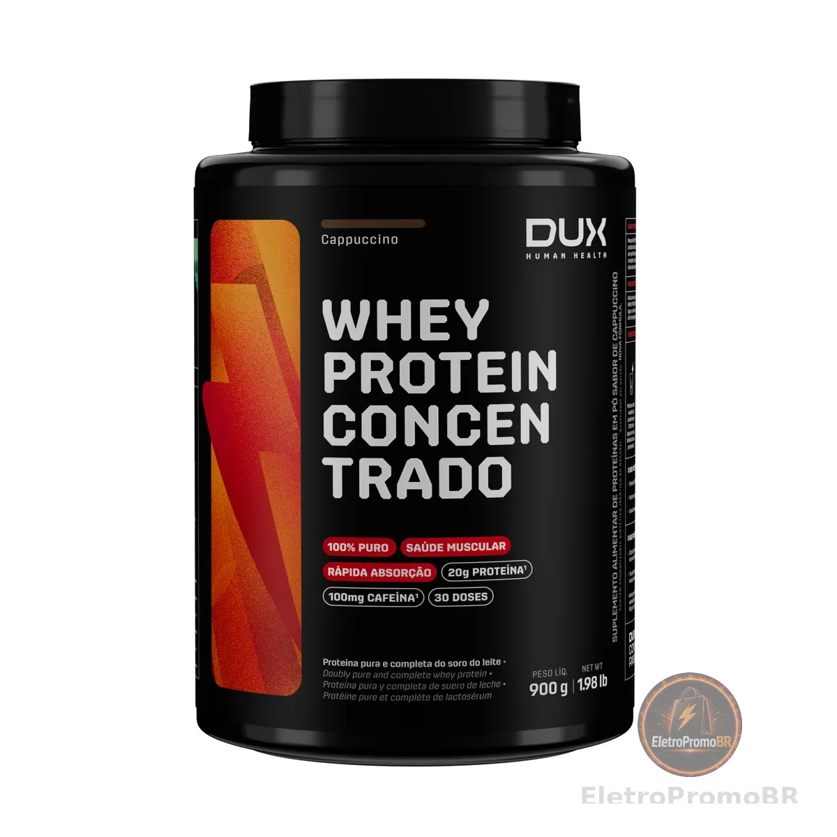 Whey Protein Concentrado Pote (900g) - Sabor Capuccino