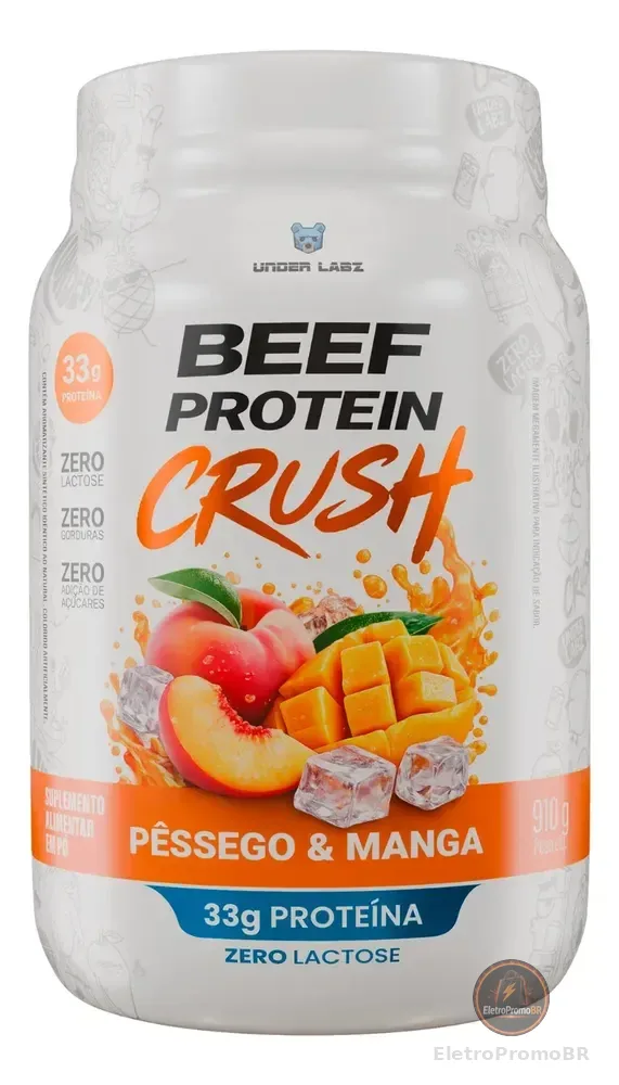 Beef Protein Crush Under Labz Whey Isolado Hidrolisada Carne Beef Protein Pessego Com Manga 910g