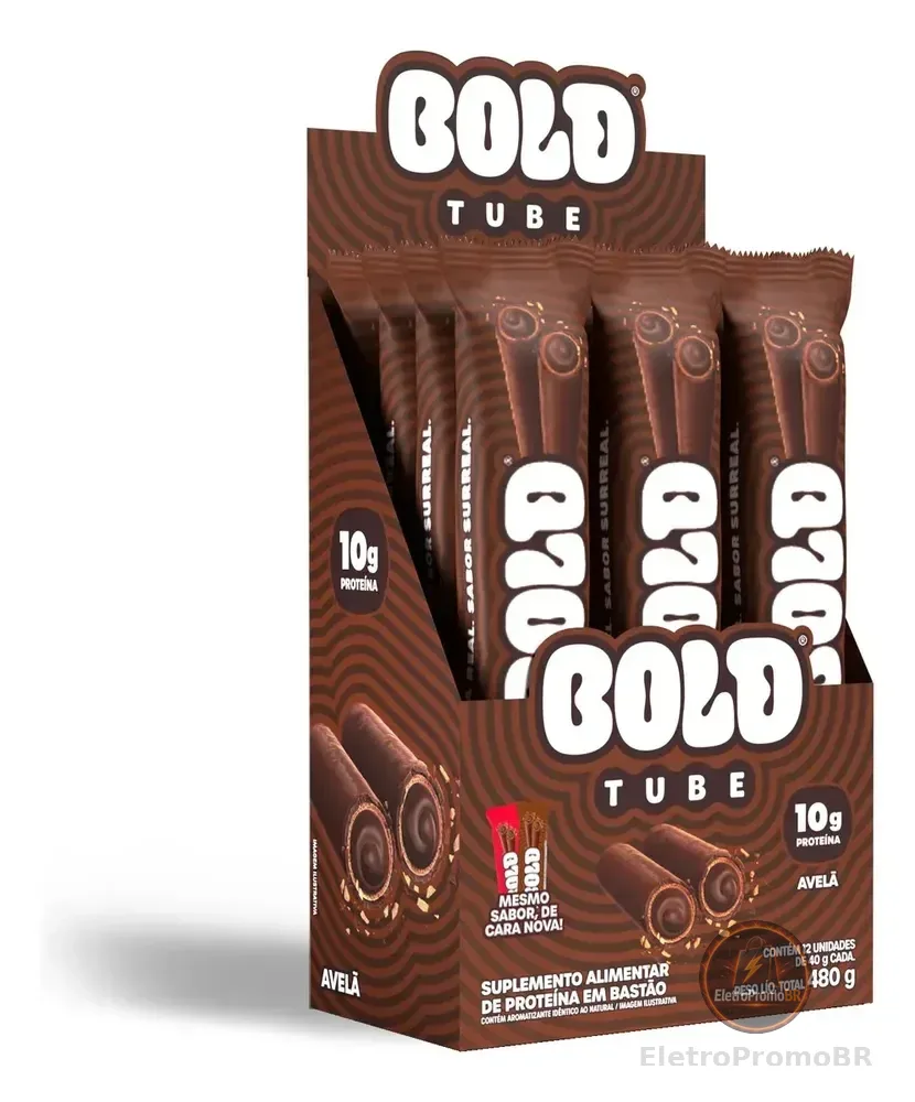 Bold Chocolate Proteico Tube Caixa 12 Unidades Sabor Avelã