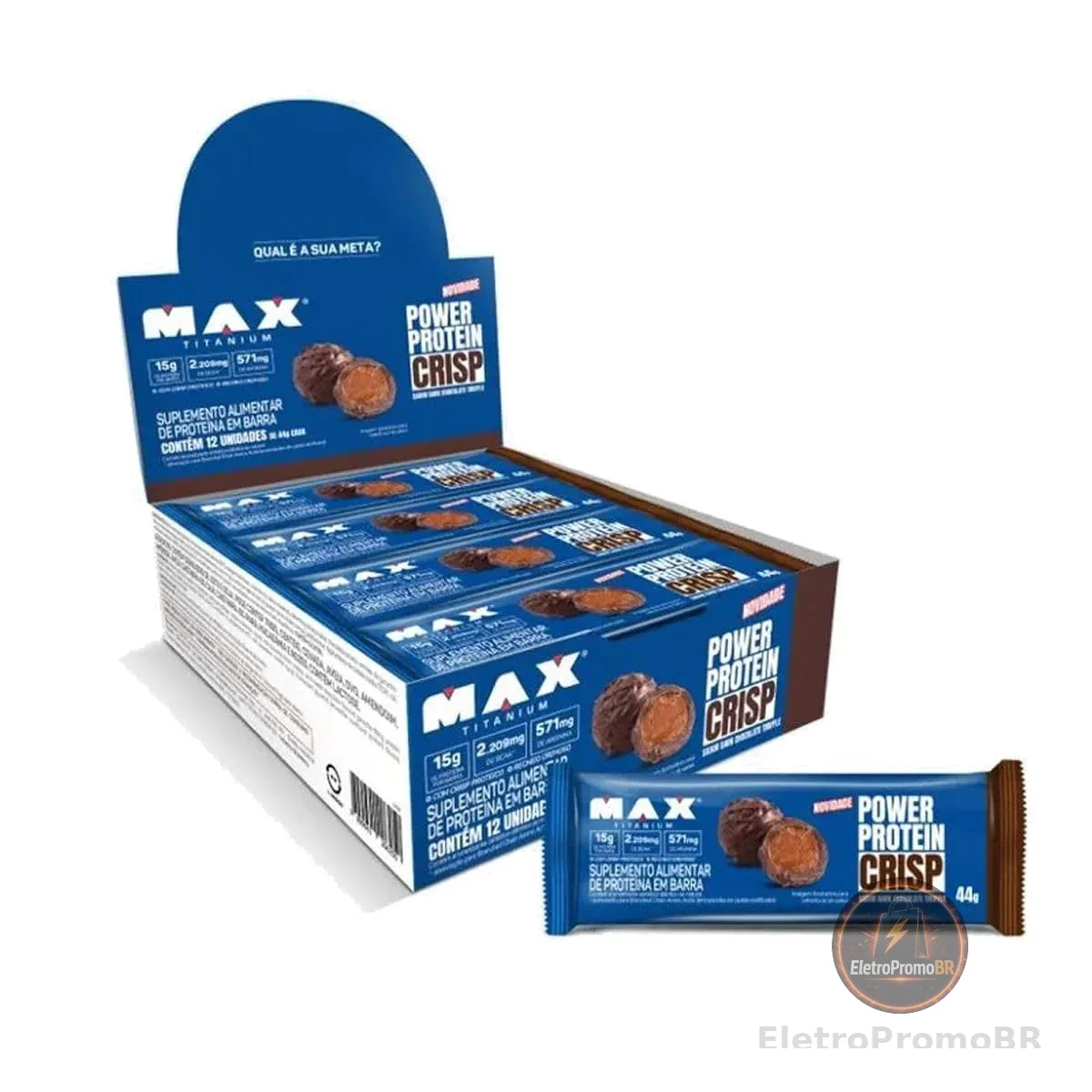 Power Protein Crisp Bar Display (12 unid. 44g), Dark Chocolate Truffle