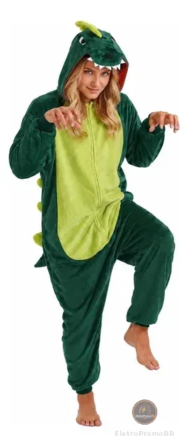 Pijama Macacão Kigurumi Unisex De Dinossauro De Plush