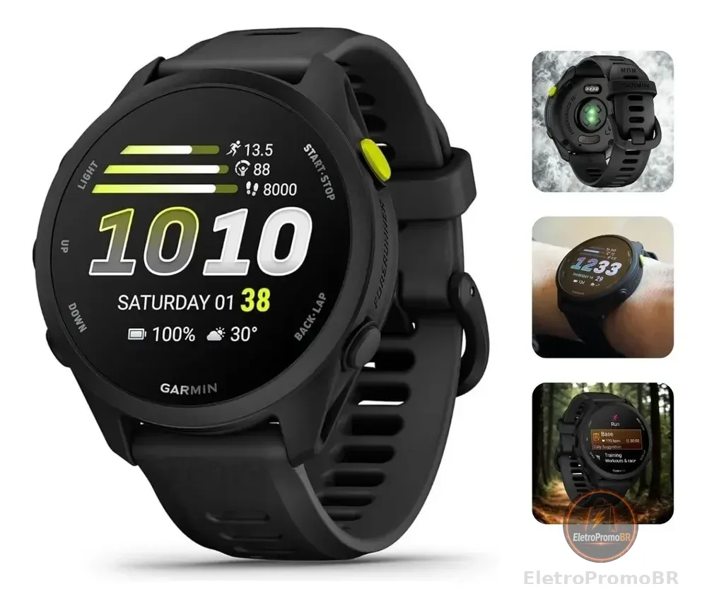 Garmin Relógio Forerunner 70 Preto- 43mm Com Monitor Cardíac Preto Esportiva1