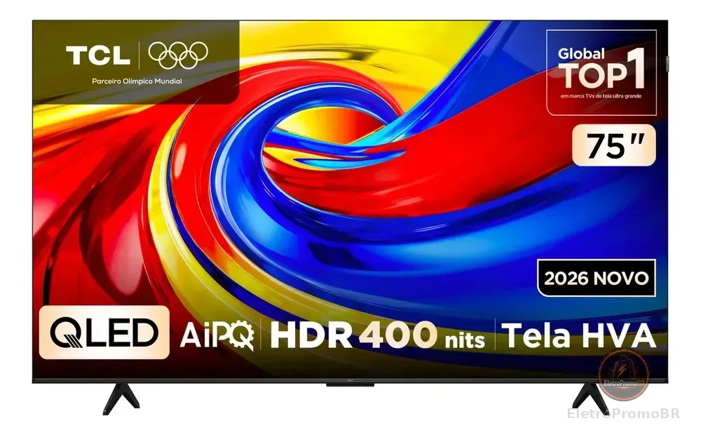 Smart TV TCL 75 Polegadas QLED 4K P7L WiFi Bluetooth Google TV HDR10+ 120 Hz VRR AIPQ 75P7L