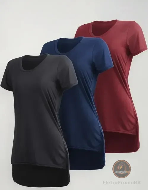 Kit 3 Blusas Mullet Tapa Bumbum Feminina Dry Fit Envio Já