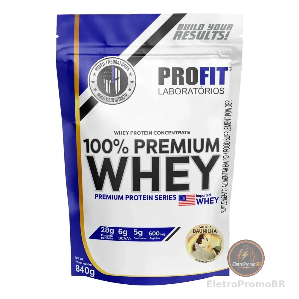 Whey Protein 100% Concentrado Premium 840g Profit Sabor Baunilha
