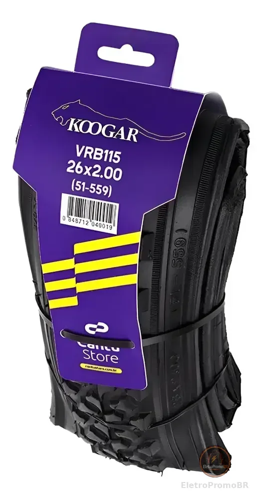 Pneu Bicicleta Koogar Aro 26 Vrb115 26x2.00 Dobrável Preto