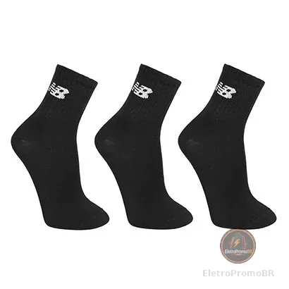 Kit Meia New Balance Cano Longo c/ 3 Pares Feminina