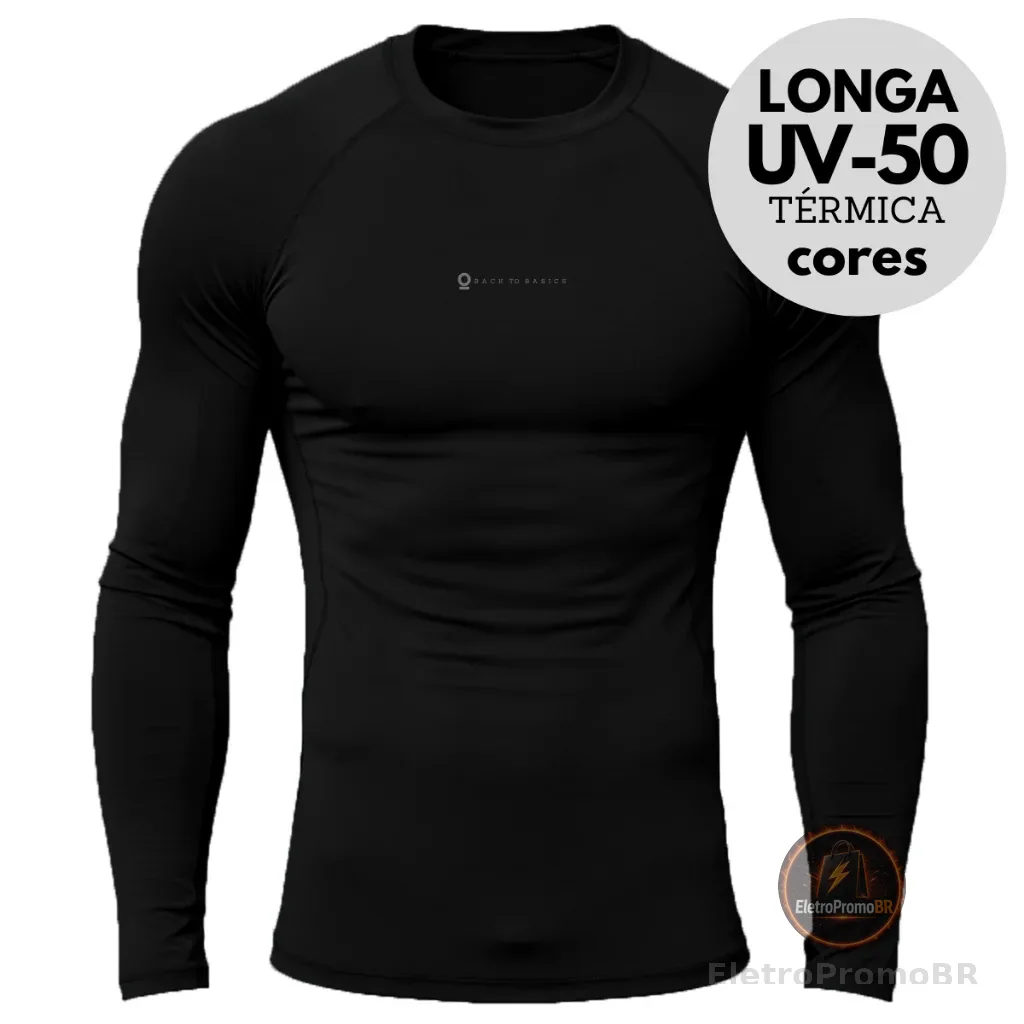 Camisa Térmica Proteção UV Segunda Pele Blusa Academia Manga Longa