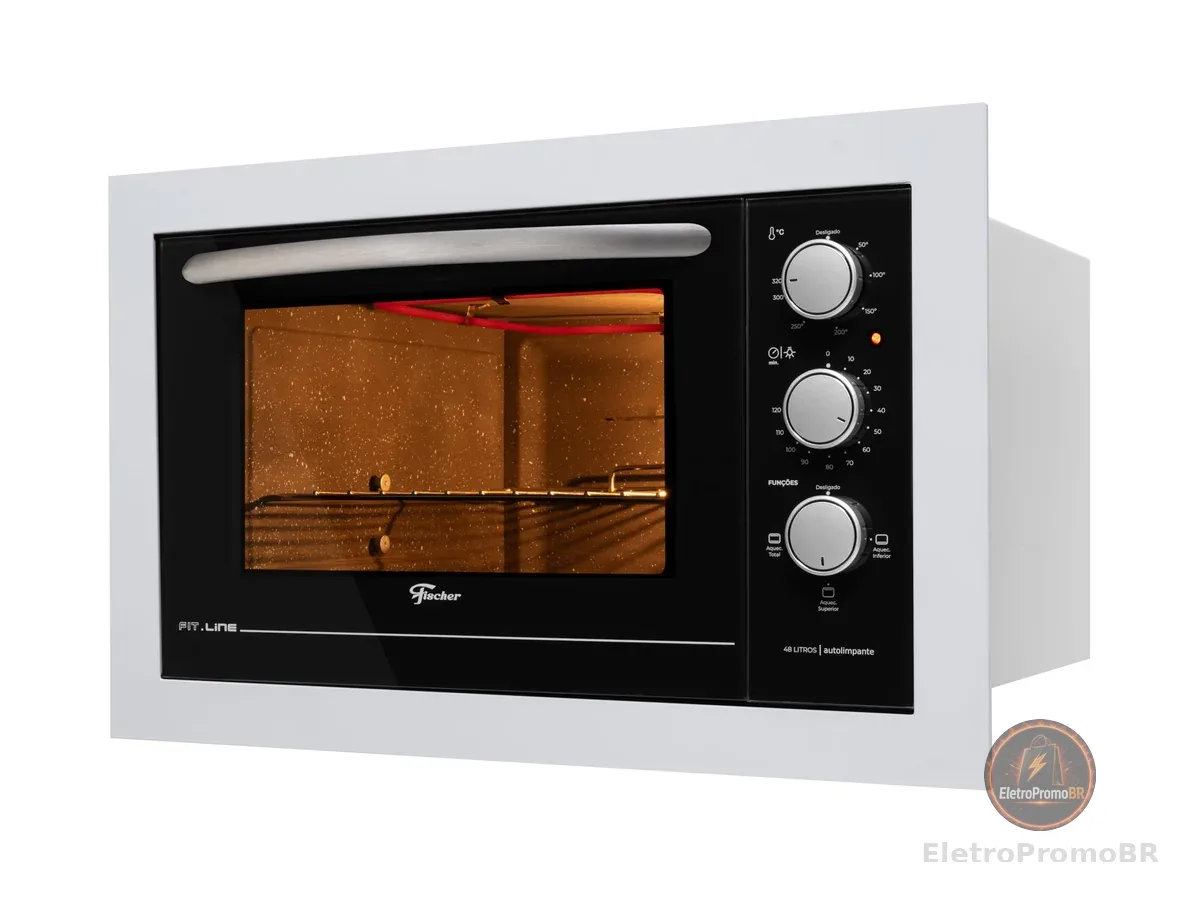 Fischer Forno Elétrico Embutir Fit Line 48L Branco 127V