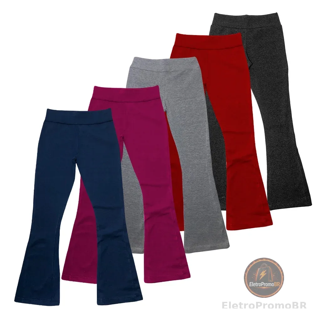 Calça Legging  flare Infantil 1 ao 14 em Cotton para Meninas - Leg flare Lisa