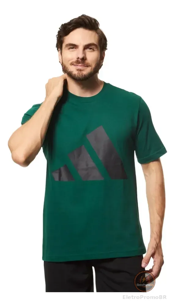 Camiseta Masculina Essentials Big Logo adidas Cgreen/black Liso Gg