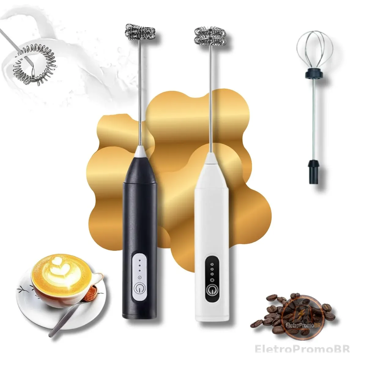 Mini mixer elétrico portátil recarregável com 3 velocidades. Ideal para bebidas, ovos e receitas rápidas. Inox, sem fio e USB – Qualidade Premium LNSTORE