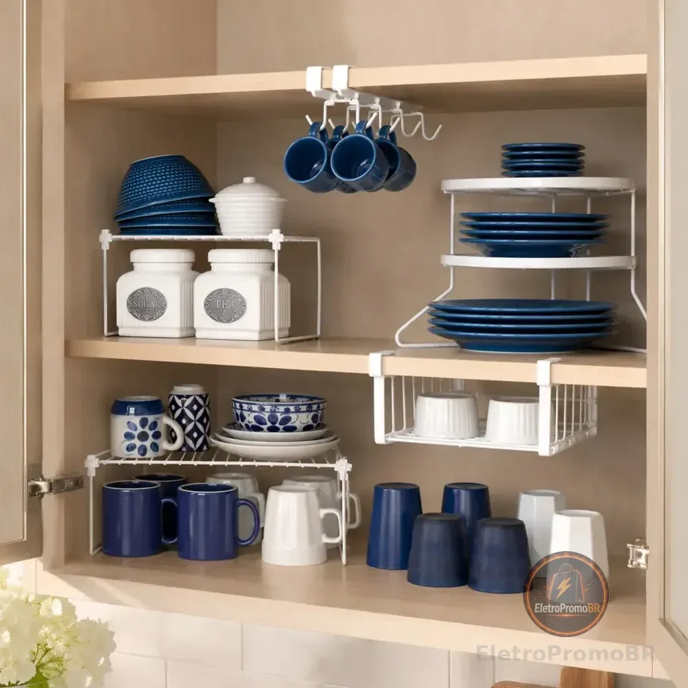 Organizador De Armário De Cozinha Kit Com 5 Organizadores