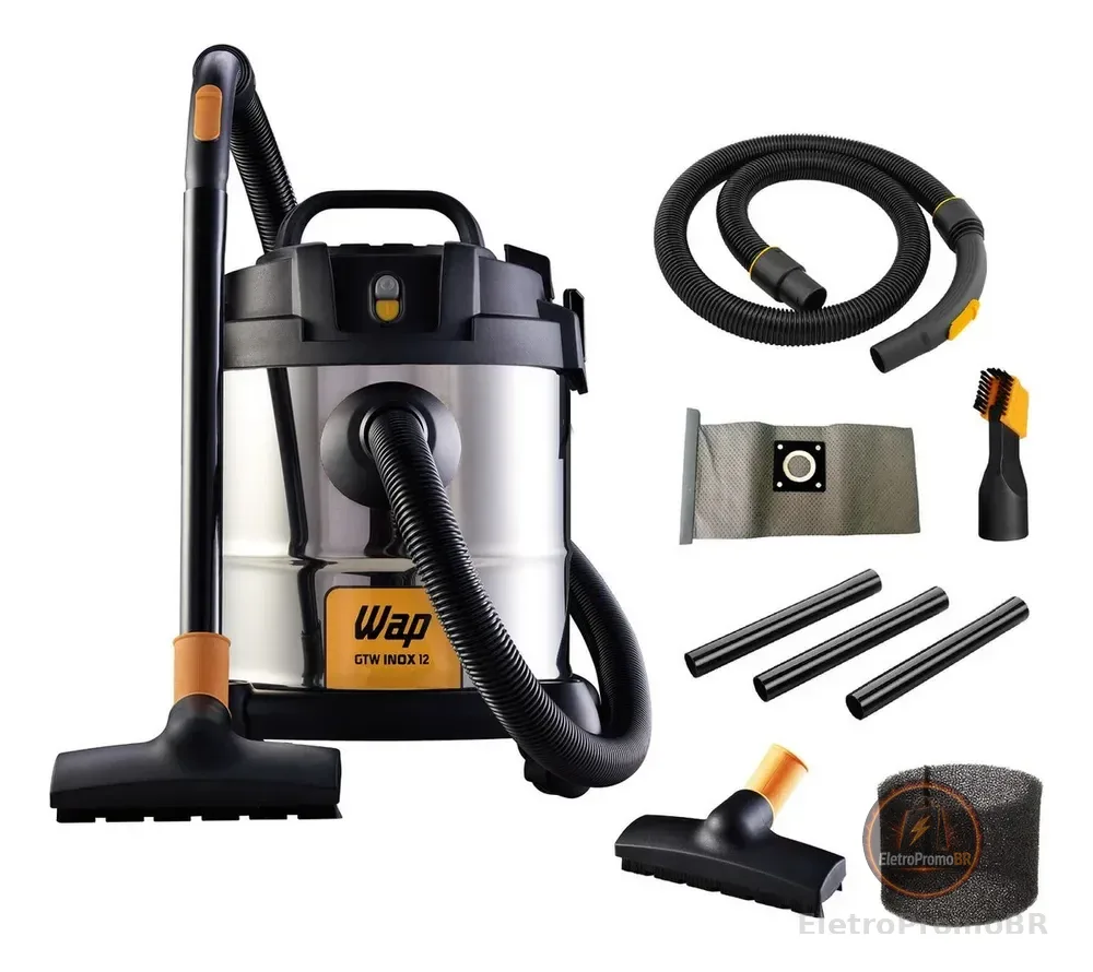 Aspirador de Pó e Água WAP GTW INOX 12 1400W com Bocal de Sopro