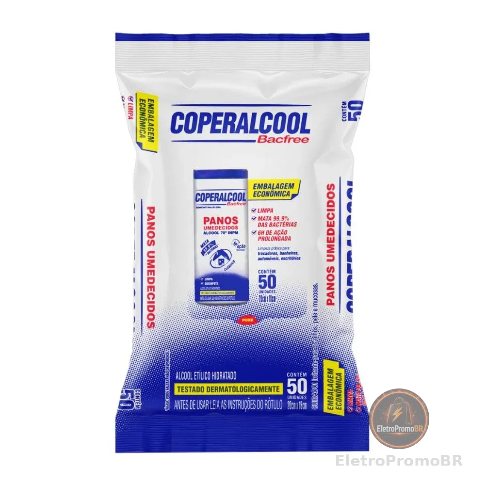 Coperalcool Bacfree Panos Umedecidos 70°INPM 50un Clássico