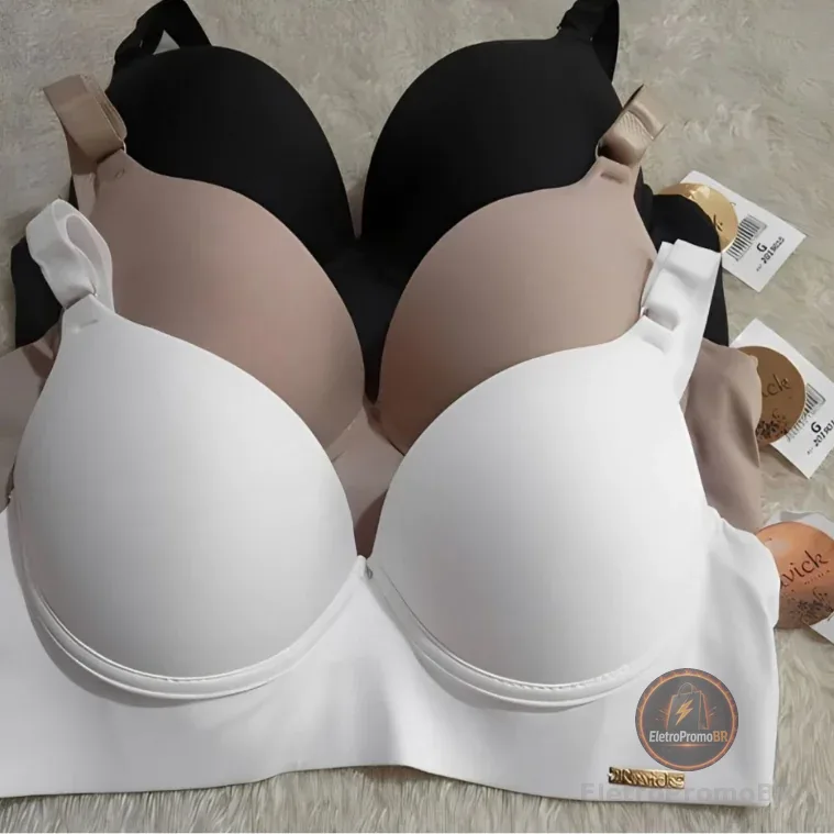 Kit C/ 2 Sutiãs Básicos Reforçados Microfibra com Bojo - Lingerie Direto da Fábrica Tamanhos PP ao GG