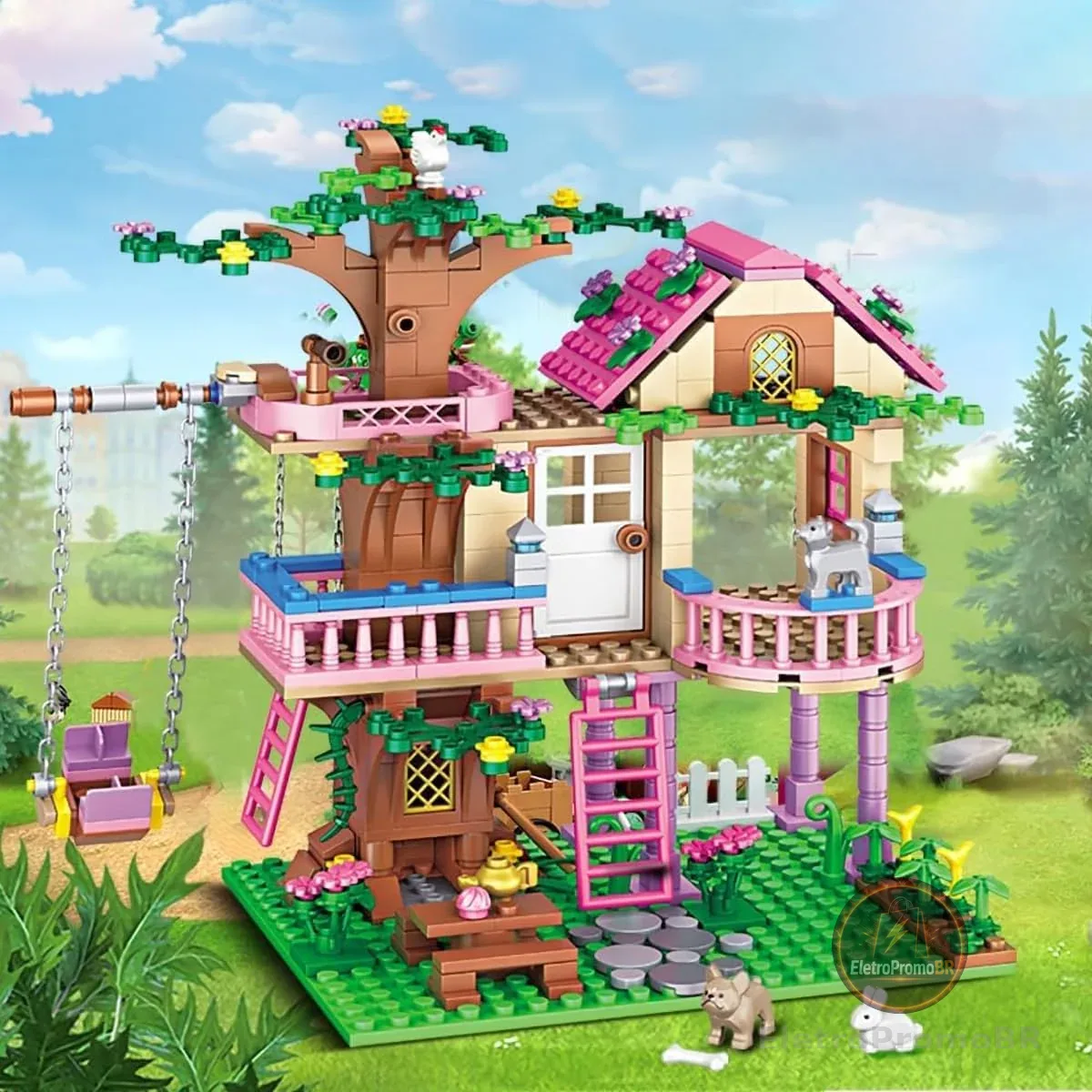 Blocos de Montar Construção Casa na Árvore Brinquedos Infantil (504 Peças)