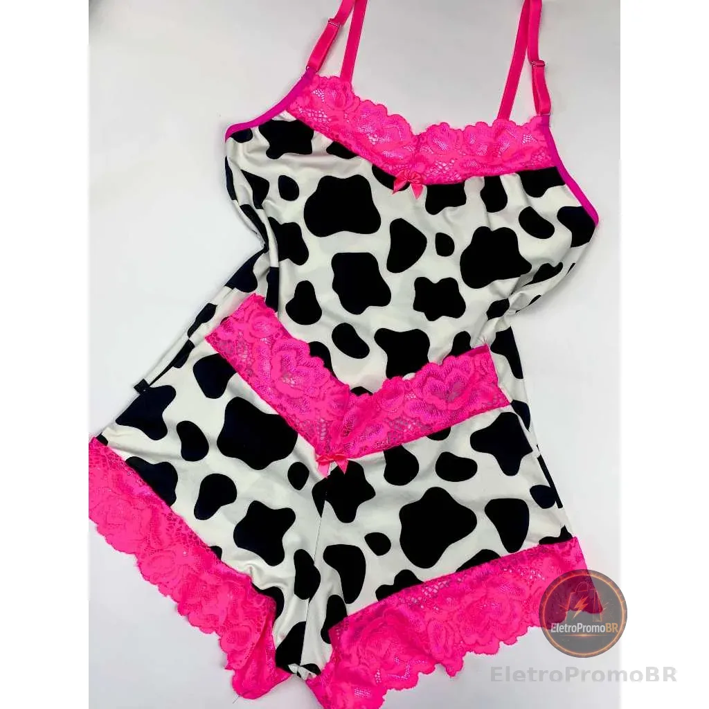 Baby Doll Feminino Estampado Animal Print Fresquinho Microfibra Short Doll Roupa de Dormir