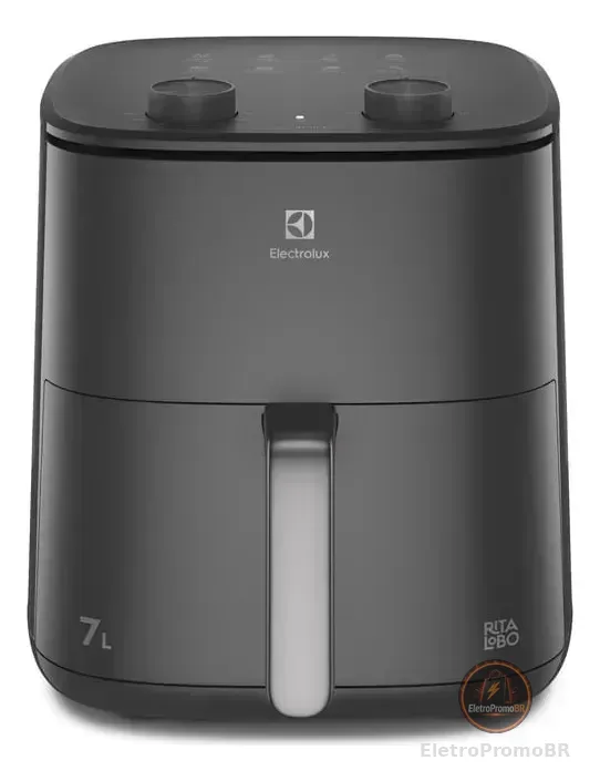 Air Fryer Forno Electrolux 7L 1700W Digital Grade removível dupla camada Antiaderente 8 Receitas Programadas Aviso Sonoro Fritadeira Elétrica sem Óleo sistema de segurança automático EAF71 Cinza