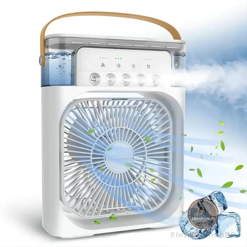 Refrigerador De Ar Ventilador Umidificador Portátil Com Led Reservatório De Água Led Usb