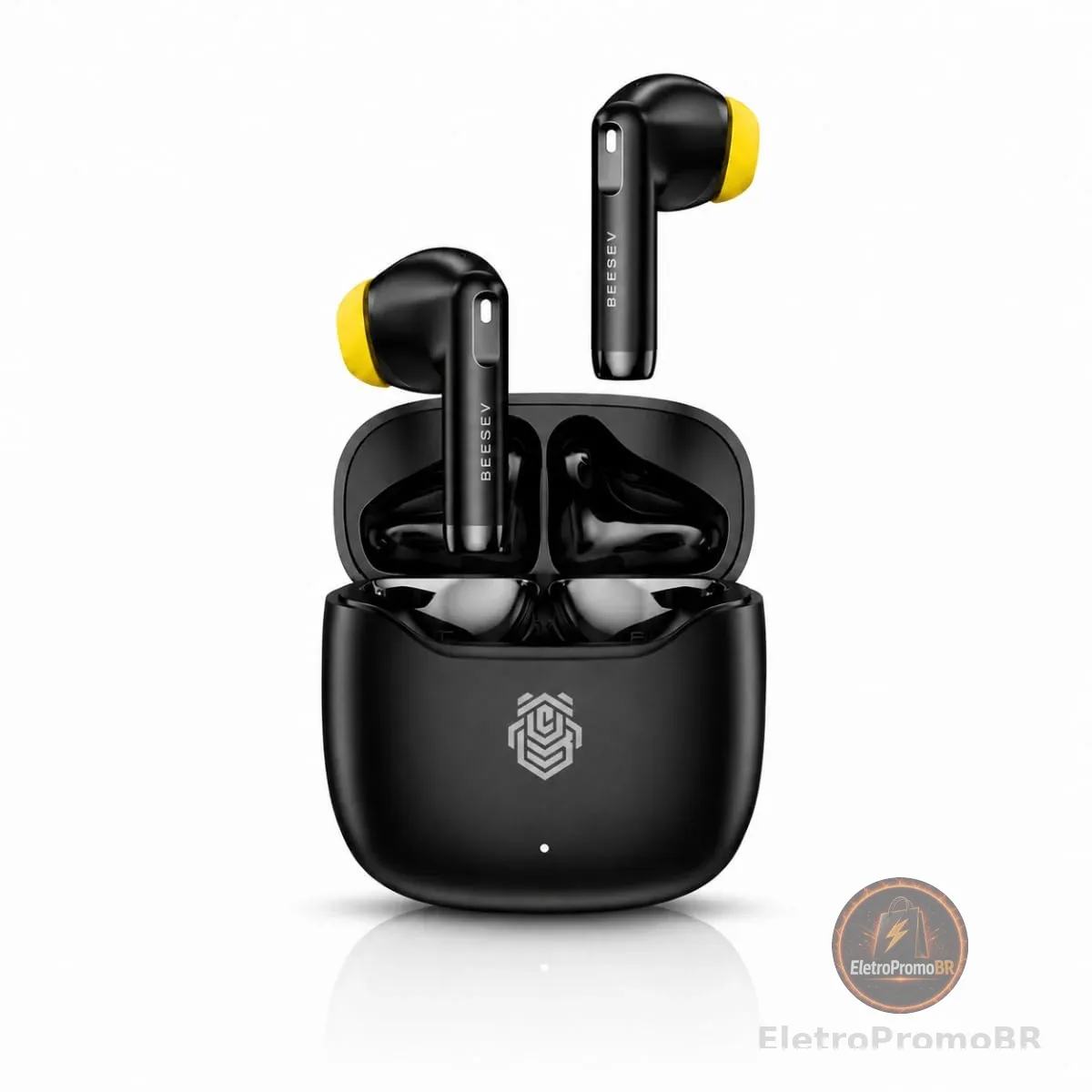 Fone de Ouvido Bluetooth 5.4 TWS Sem Fio Wireless, Driver de Titânio, Graves Potentes, Controle por Toque, Até 7 Horas de Reprodução, Compatível com iOS e Android, Beesev BSV-202 (Preto)