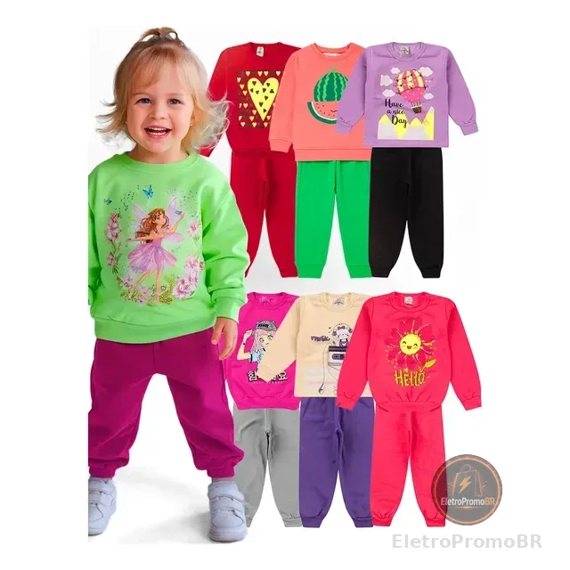 Kit 8 Peças Moletom Menina Infantil Inverno Atacado Barato