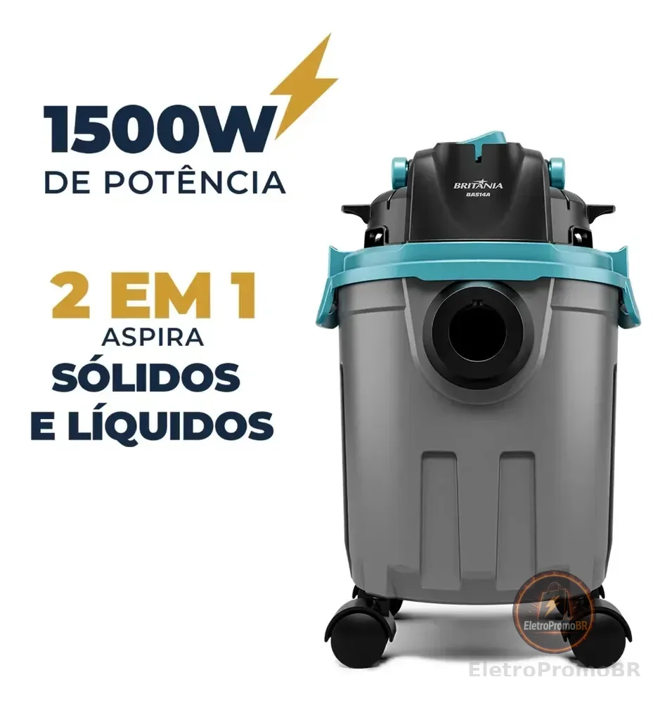 Aspirador Britania 2 Em1 Bas14a 12.5 L 1500w Preto Com Cinza 127v