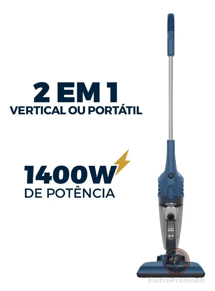 Aspirador De Pó Vertical Britânia 2 Em 1 1400w Bas1450a Azul 220v