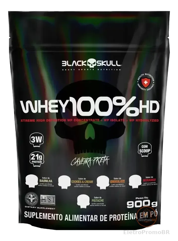 Suplemento en pó Black Skull Whey Protein Massa Muscular Proteína de Whey 100% HD sabor chocolate x 900g