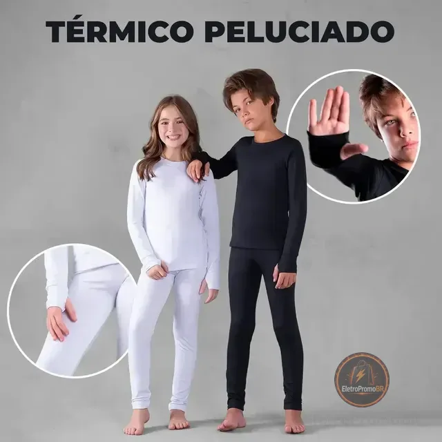 Conjunto Térmico Infantil Quente Calça Blusa Peluciada Frio