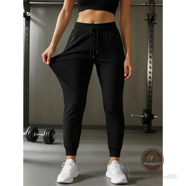 Calça Feminina Com Elastano Esportiva Fitness Slim Fit