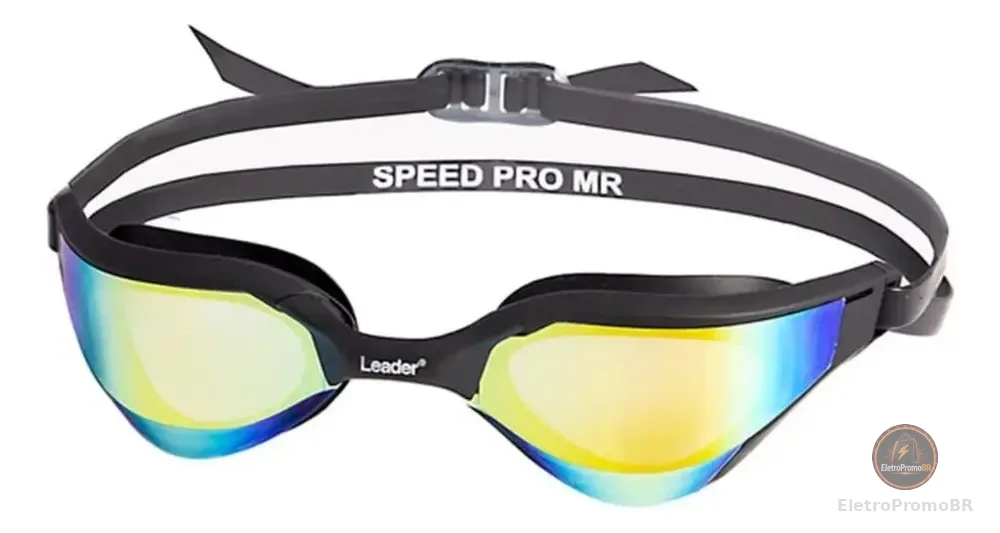 Óculos Natação Espelhado Leader Speed Pro Cor Preto