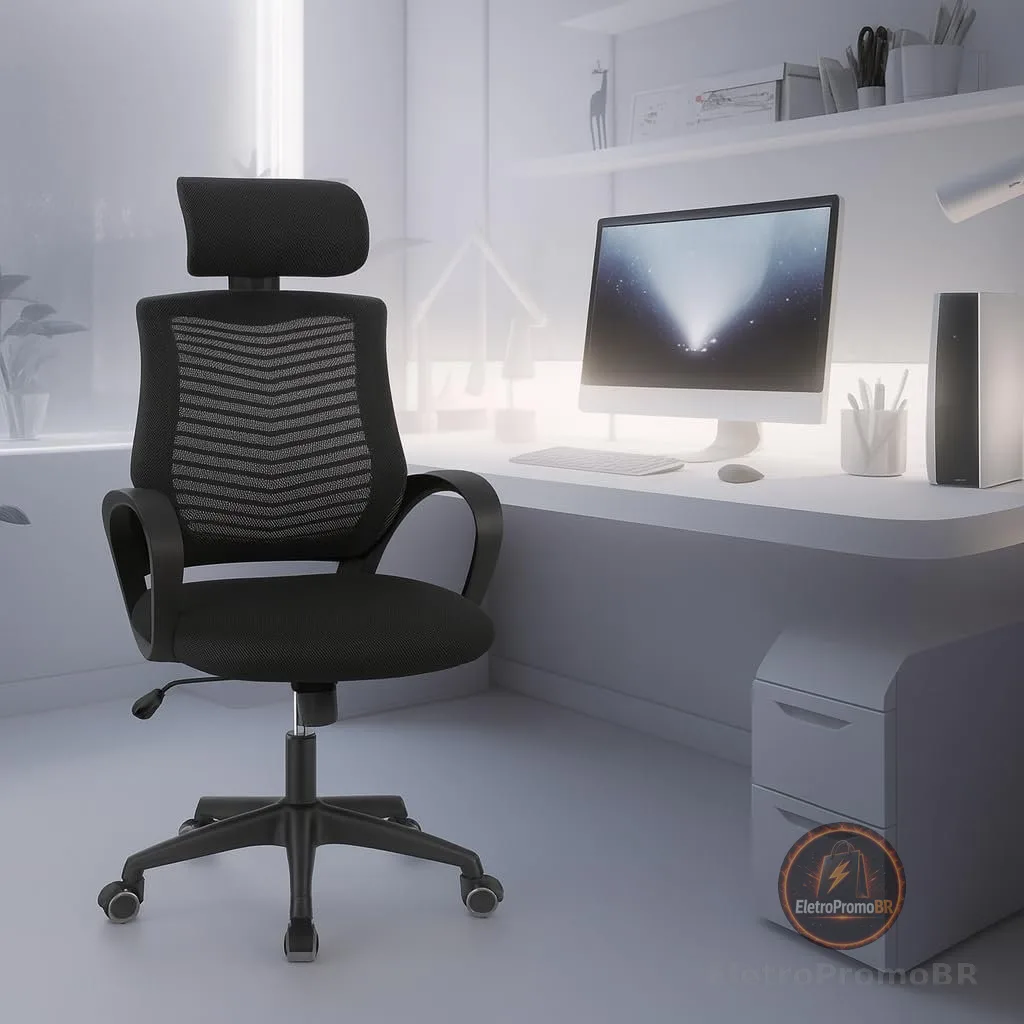 Cadeira de Escritório Ergonômica Diretor Com Apoio de Cabeça