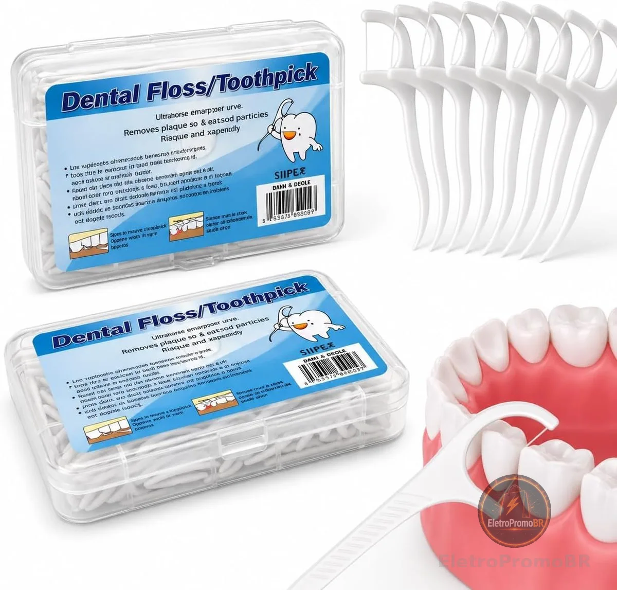 Fio Dental com Haste 2 em 1 Kit com 100 Unidades para Limpeza Bucal Profunda - Ideal para Viagens e Uso Diário - Pazie®