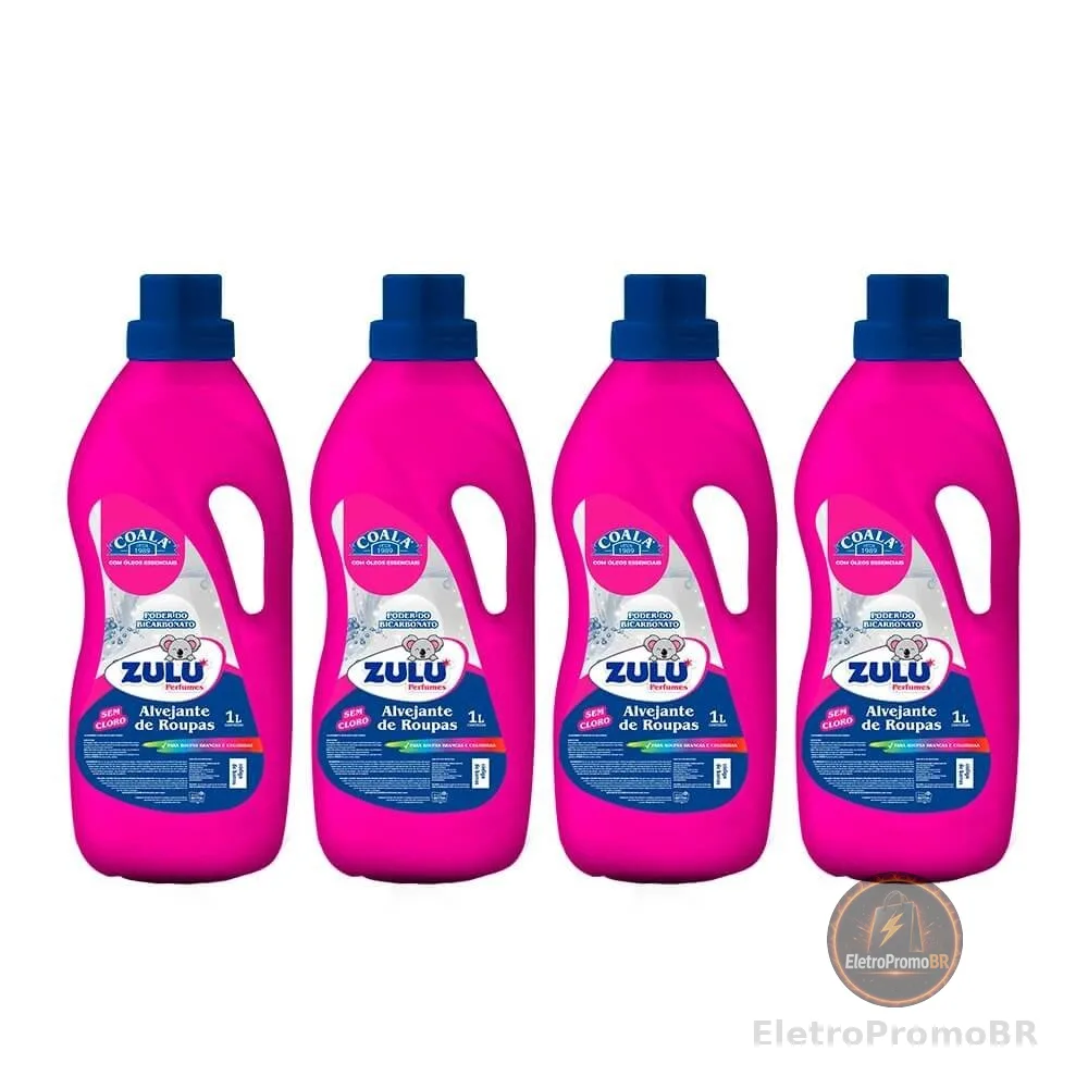 Kit  4 Unidades Alvejante de Roupas Zulu Perfumes / Coala 1L