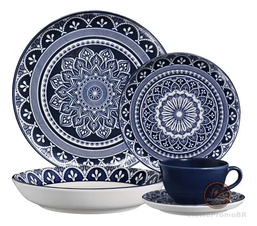 Ap. De Jantar 30 Pçs Málaga Decoração Com Relevo Flat Oxford Branco Málaga
