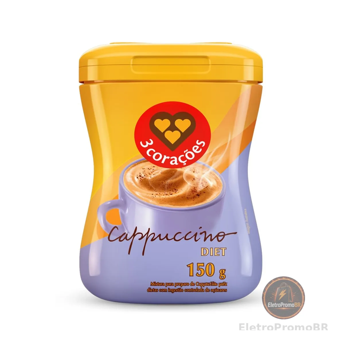 3 Corações Cappuccino Diet, 150g, Pó