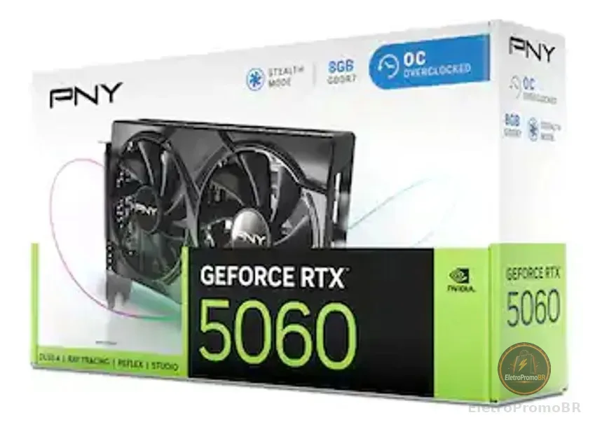 Placa De Vídeo Nvidia Geforce Pny Rtx5060 8gb Dual Fan Oc