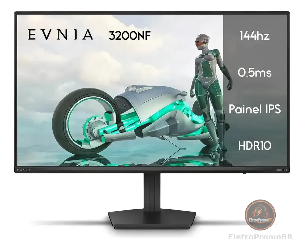 Monitor Gamer Phillips 24 Evnia Ips 144hz 0.5ms Wide Fullhd Preto 127/220v