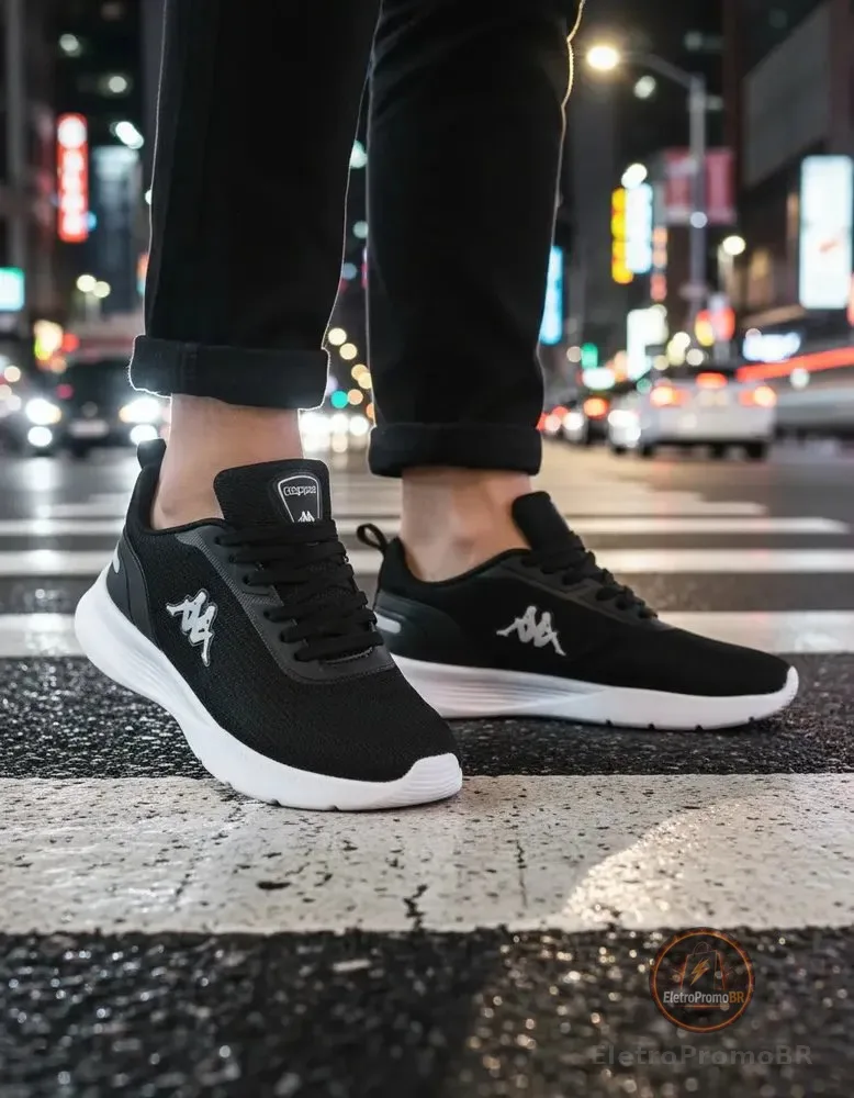 Tenis Kappa Treviso Original Unissex Confortável Academia Preto-prata 39 Br