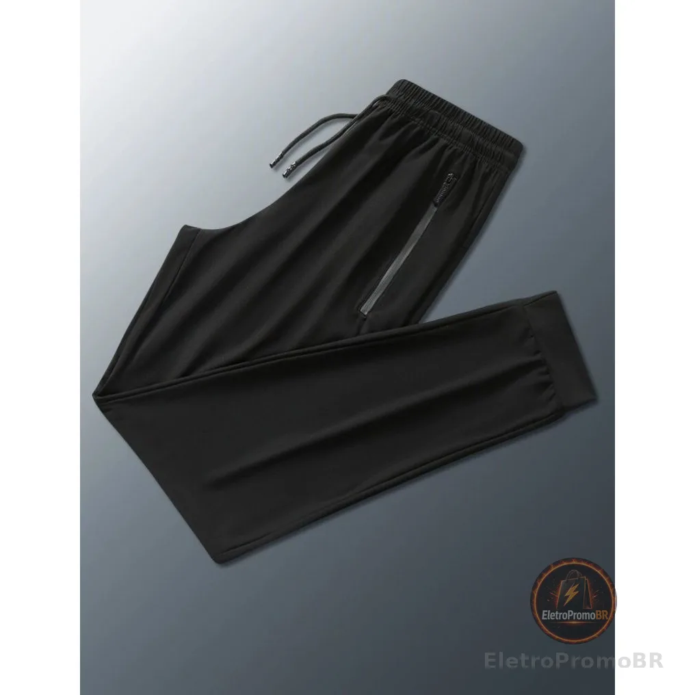 Calça Jogger Preta Masculina Dry Fit Com Fitas Esportiva